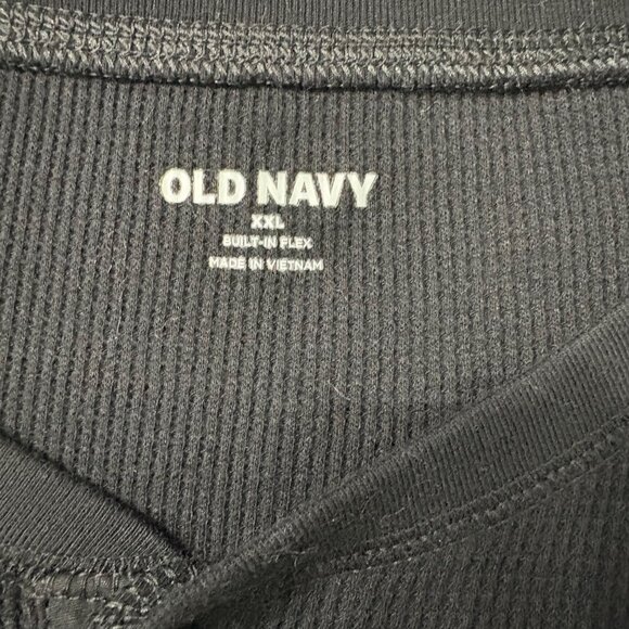 Old Navy Mens Button Front Black Waffle-Knit Long-Sleeve Henley Shirt Size XXL - Picture 5 of 8